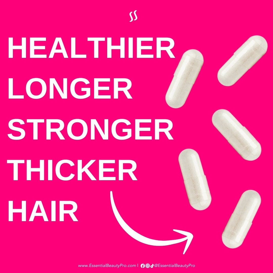 Essential Beauty Pro Hair Growth Vitamin Complex - Amino Acids, Biotin, Herbs, Plant Sterols 3 Month Supply