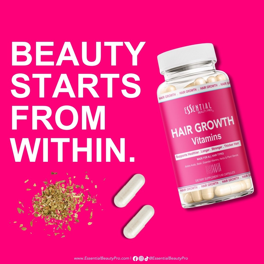 Essential Beauty Pro Hair Growth Vitamin Complex - Amino Acids, Biotin, Herbs, Plant Sterols 6 Months Supply