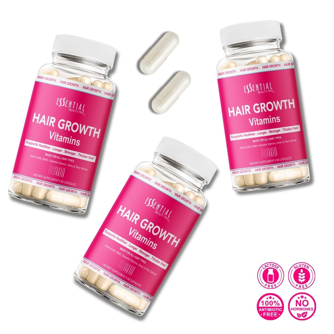 Essential Beauty Pro Hair Growth Vitamin Complex -  Amino Acids, Biotin, Herbs, Plant Sterols 3 Month Supply