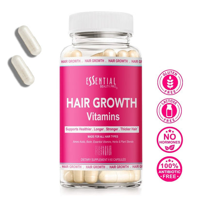 Essential Beauty Pro Hair Growth Vitamin Complex -  Amino Acids, Biotin, Herbs, Plant Sterols 1 Month Supply